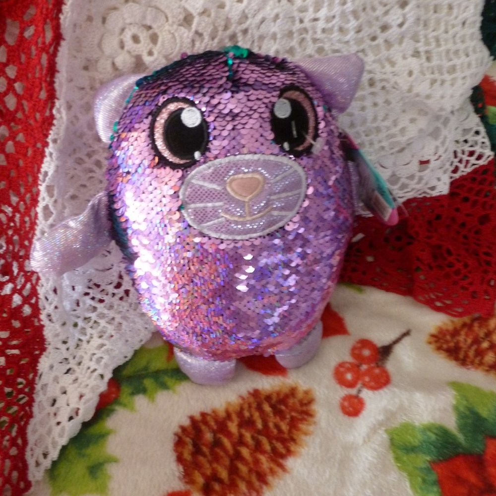 Shimmeez reversible sequin purple Cat Sarah toy/ Series 3